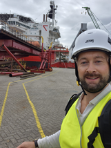 Portrait de Aaron Clarke, coordinateur de travaux au Parc éolien en mer du Calvados